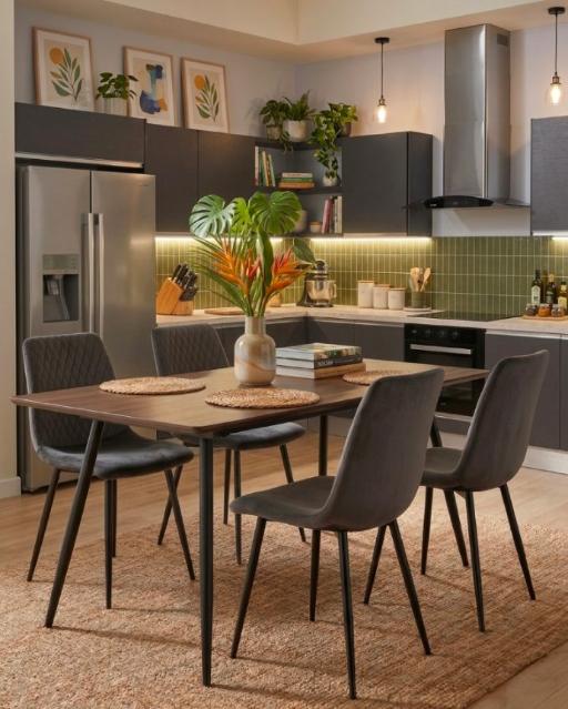 Cocina modular moderna con comedor integrado