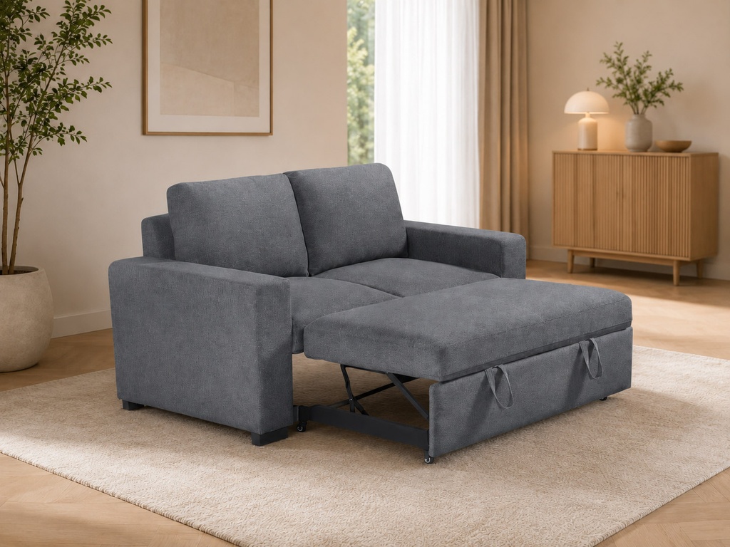 Sofá cama 2 puestos Matteo en ambiente - Gris Oscuro