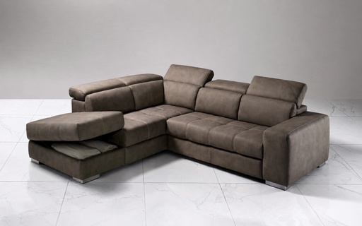 [LTSB013-LA06 LEFT CHAISE] Sofá cama esquinero “Giovanni” (Café, Izquierda)