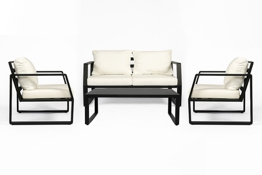 [ARA BLACK] Set de sofá para exterior 4 piezas “Nemi”