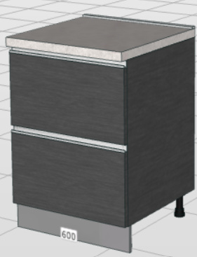 [1ZEBLCA72060A00] Base de fregadero 2 gavetas premium (60 cm) “Matilde” (Gris)