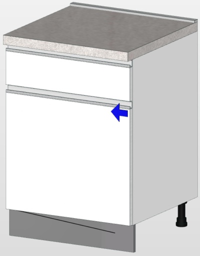 [1ZEBACA72060A00] Base de 1 puerta y 1 gaveta estándar (60 cm) “Matilde” (Blanco)
