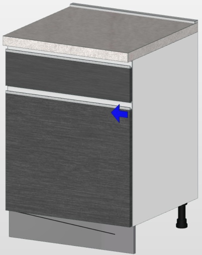Base de 1 puerta y 1 gaveta estándar (60 cm) “Matilde”