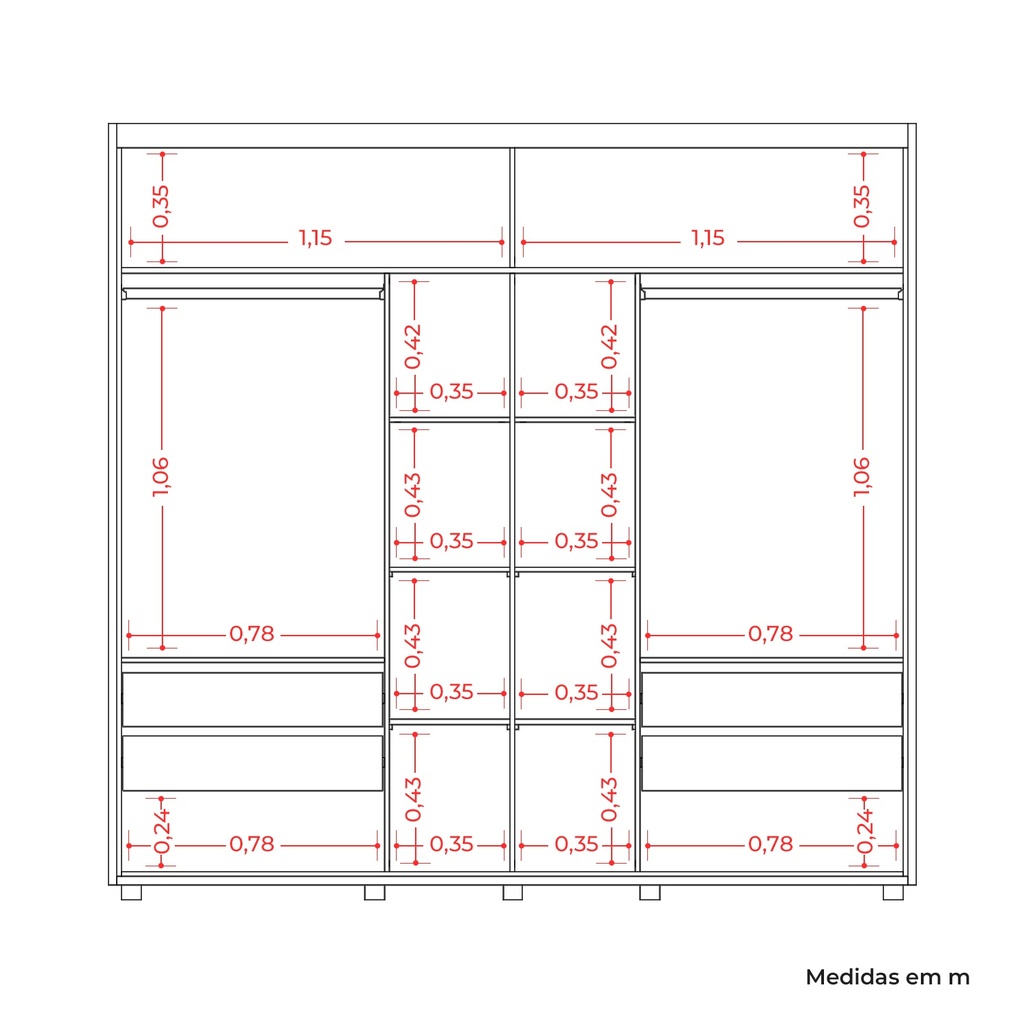 Armario de 2 Puertas Corredizas con Espejo "Alice"