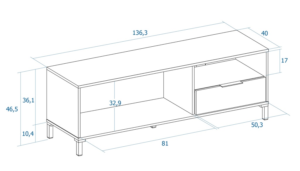 Mueble TV de 2 Puertas y 1 Gaveta "Tokio"