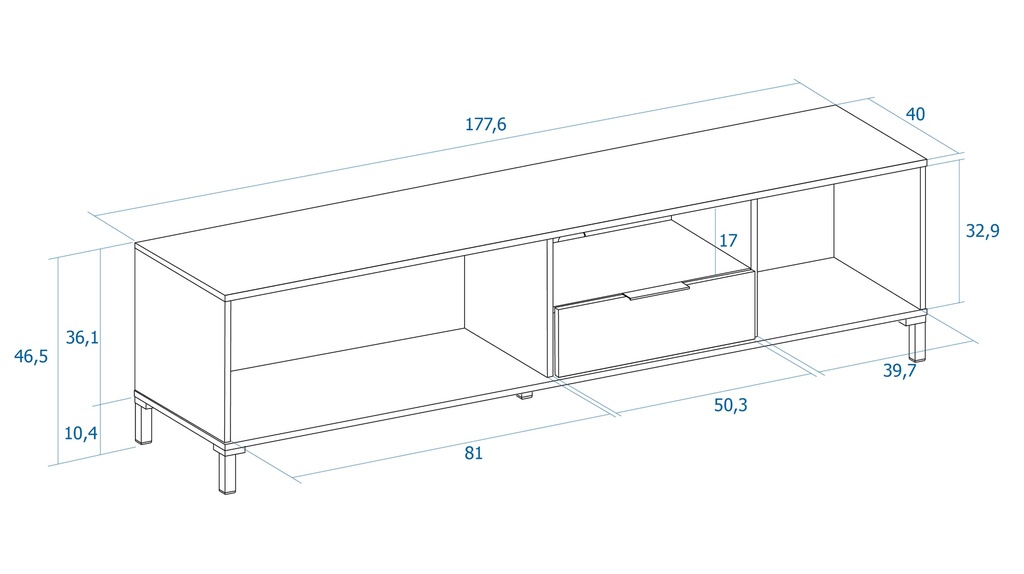 Mueble TV de 3 Puertas y 1 Gaveta "Tokio"