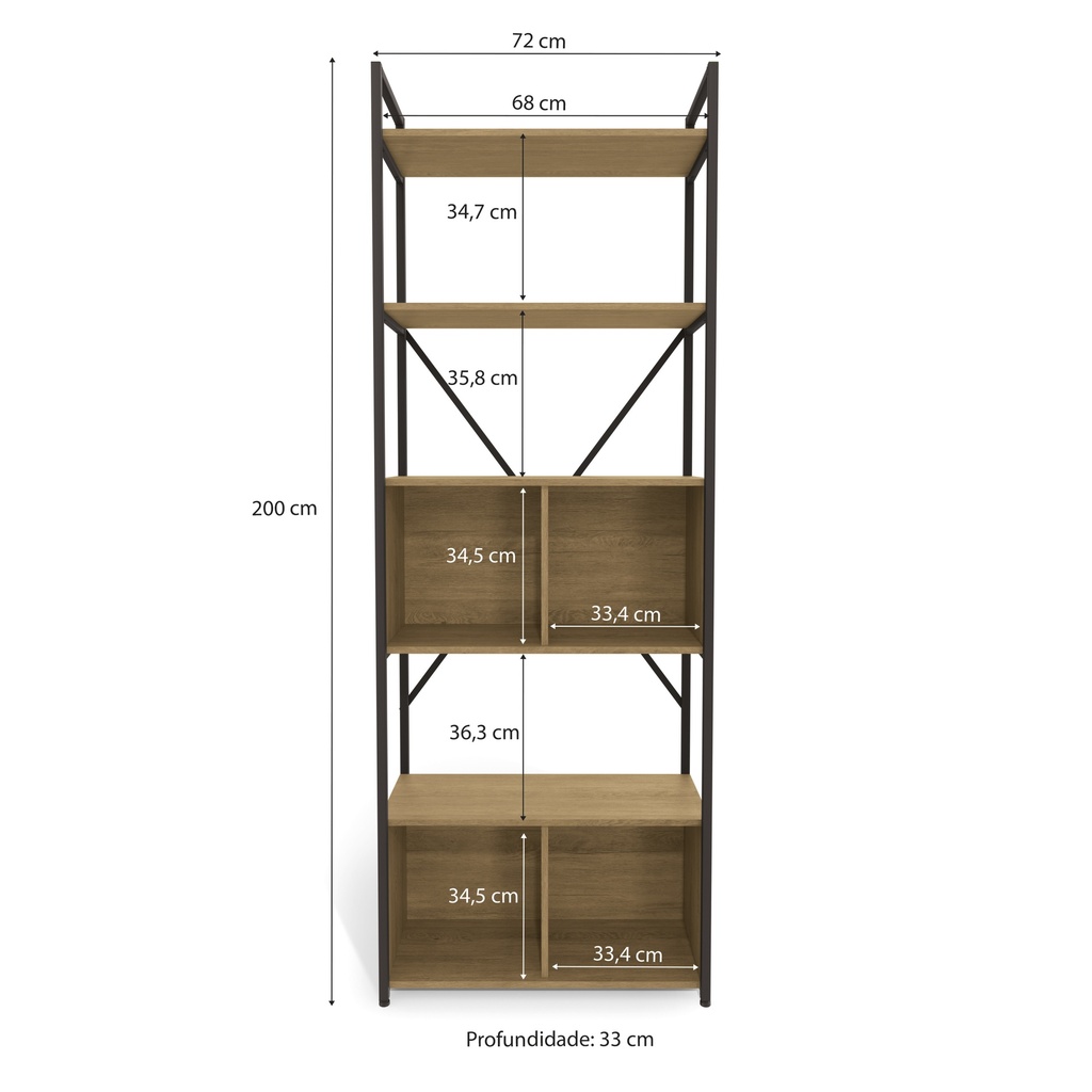 Estantería de 4 repisas con puertas “Becca”