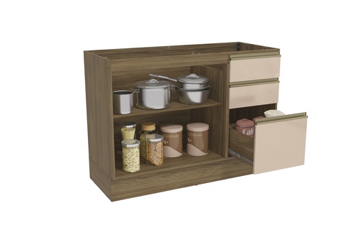 Base de fregadero con 2 puertas y 3 gavetas (120 cm) “Brianna”