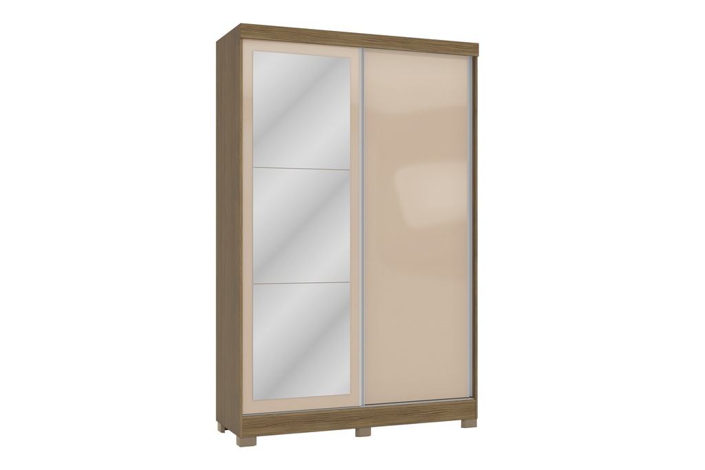 2-Sliding Door Wardrobe with Mirror and 2 Drawers "Bettiana"