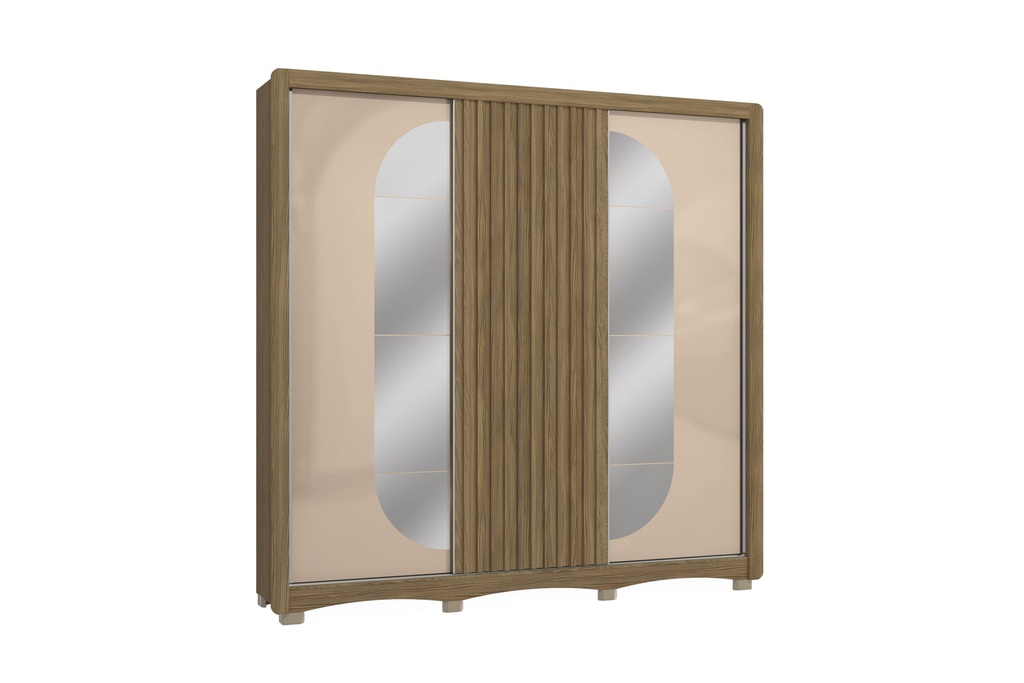 Sliding 3-Door Wardrobe with Mirror and 4 Drawers "Carmella"
