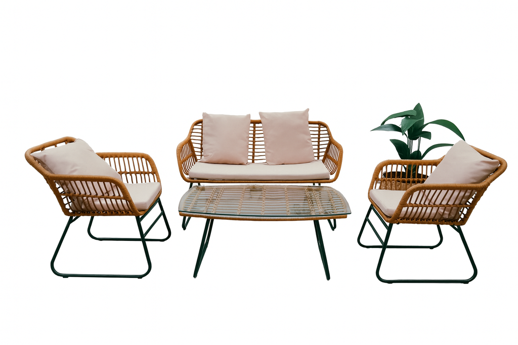 Set de Rattan Para Exterior con Cojines de 4 Piezas "Martignano"