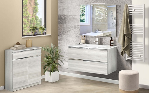 [PVTB100467600SM] Mueble de baño suspendido (100 cm) + espejo “Vittoria” (Olmo Gris)