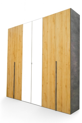 Armario de 6 puertas con espejo “Donatella” (Roble + Gris)