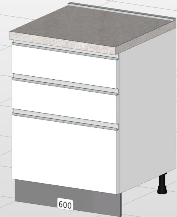 Base de 3 gavetas estándar (60 cm) “Matilde”