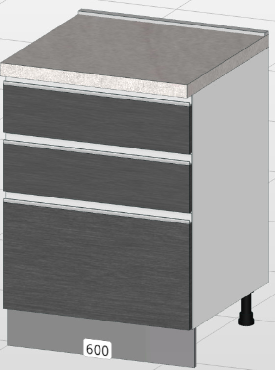 Base de 3 gavetas estándar (60 cm) “Matilde”