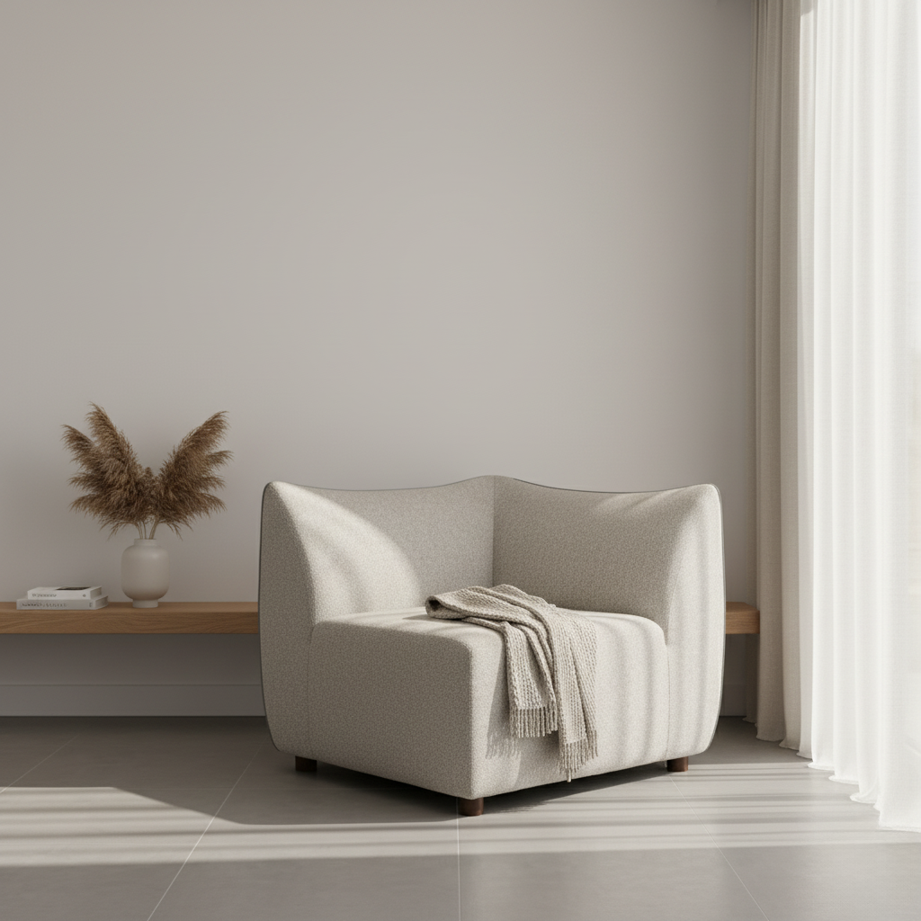 Left Single Sofa with Piping "Leonardo" (Beige)