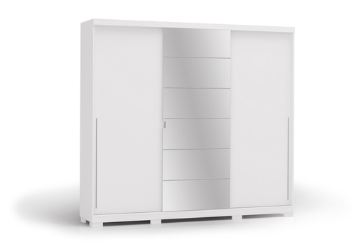 [B573A-BR] 3-Sliding Door Wardrobe with Mirror and 4 Drawers "Brenda"