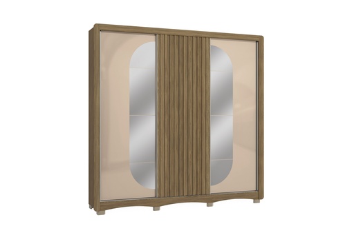 Sliding 3-Door Wardrobe with Mirror and 4 Drawers "Carmella"