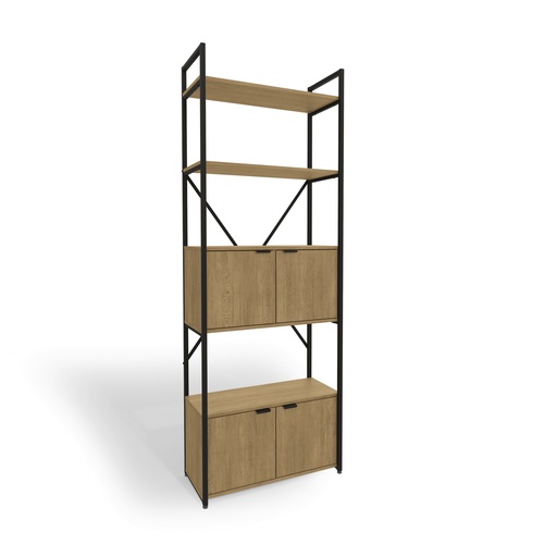 4-Shelf Bookcase with Doors "Platone"