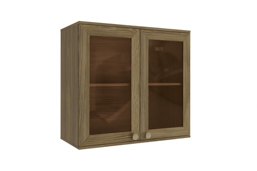 [N649-NG] 2-Door Glass Wall Cabinet (80cm) "Noce"