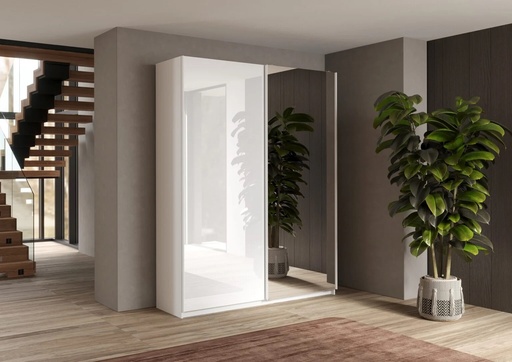 [629021-180S] 2-Sliding Door Wardrobe with Mirror "Luciana"